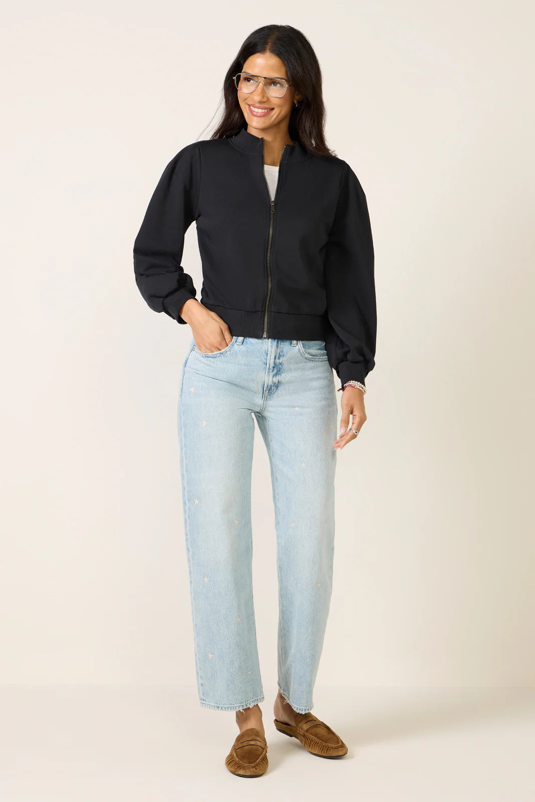 Jaci Puff Zip Up Top