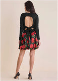 Long Sleeve Bubble Hem Mini Antique Roses