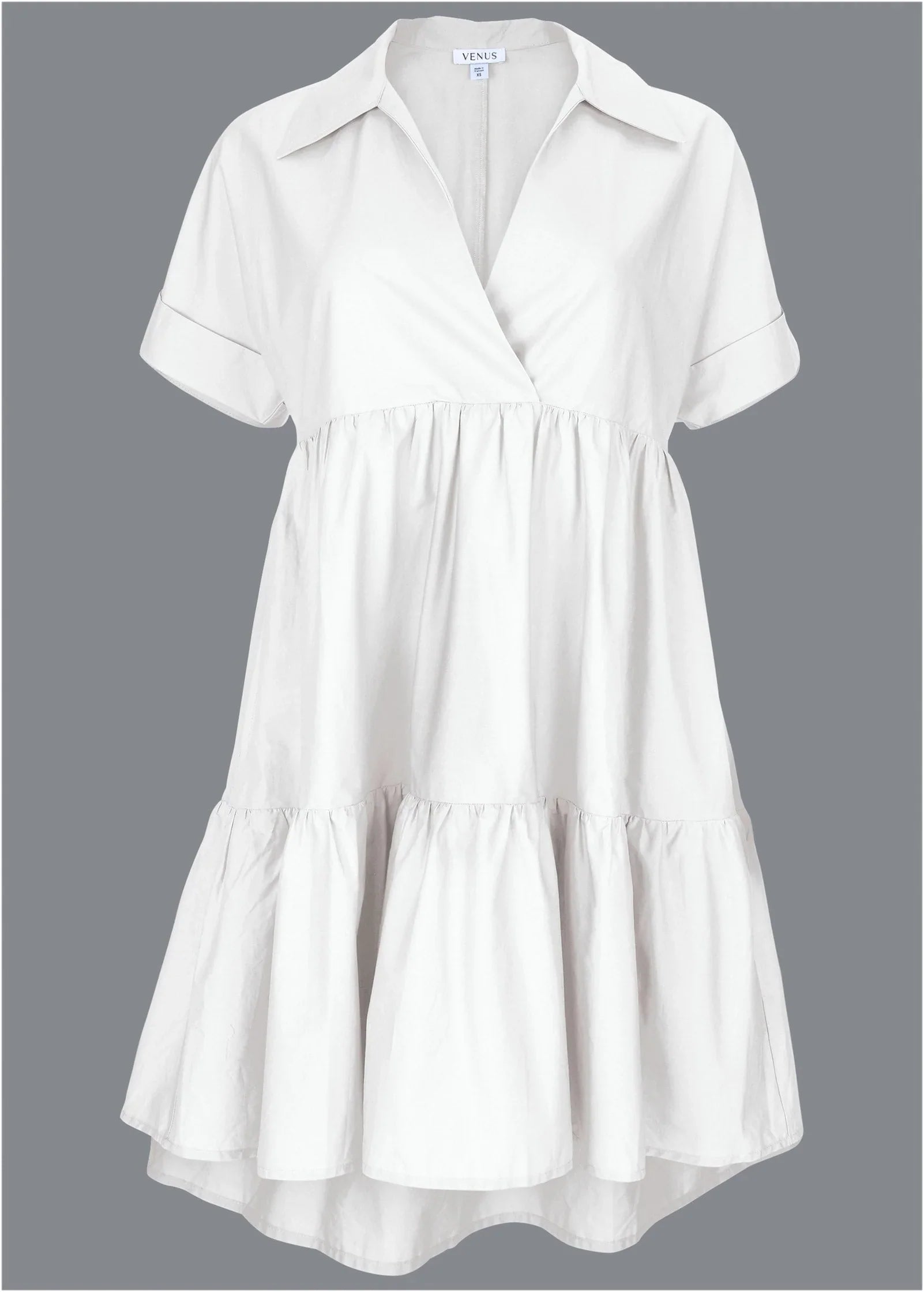 Cotton Poplin Tiered Dress Cloud Dancer