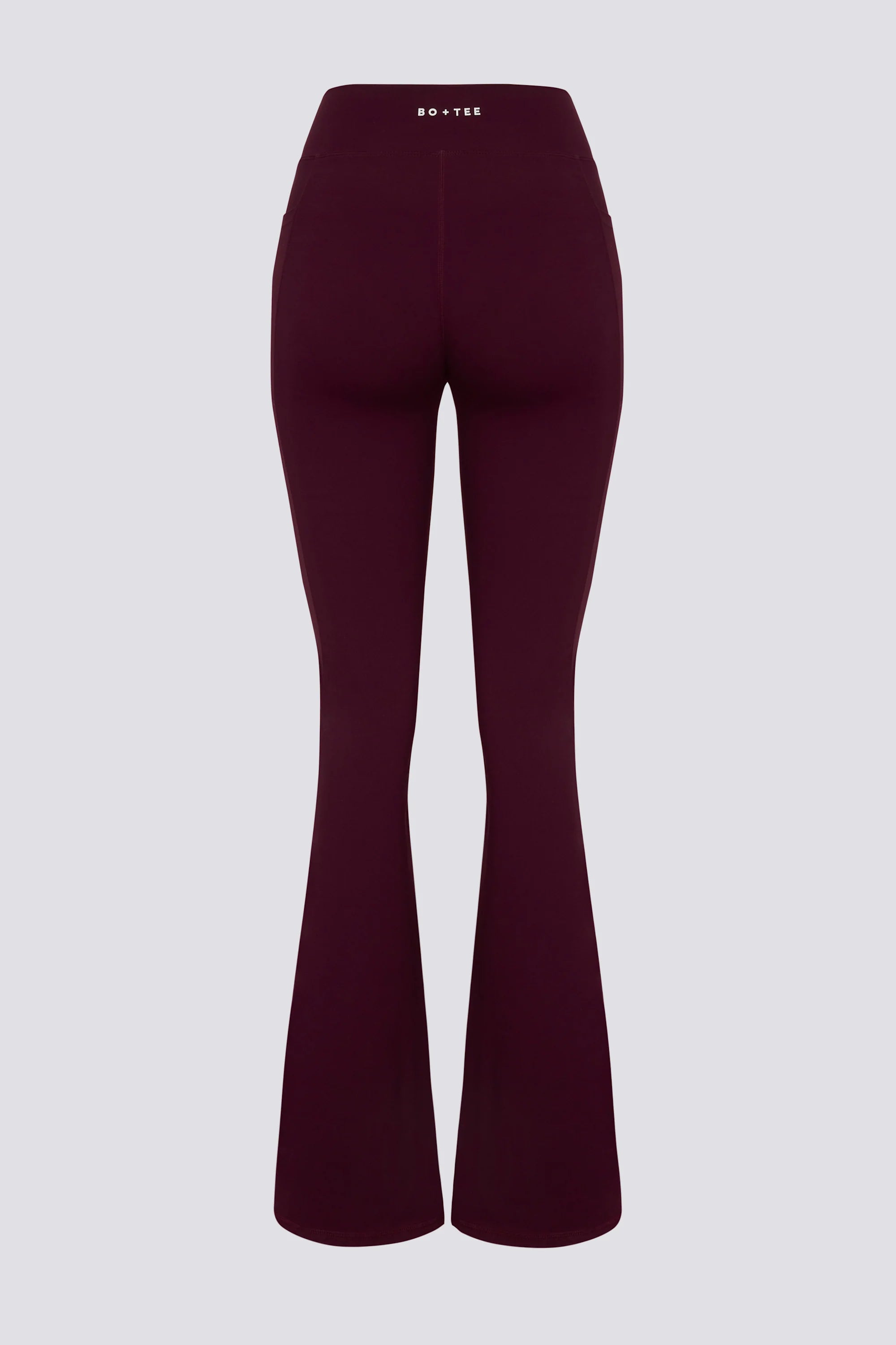 Soft Active V Waist Pocket Flared Leggings in Burgundy