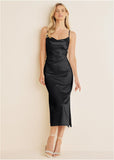 Cowl Neck Slip Dress Jet Black