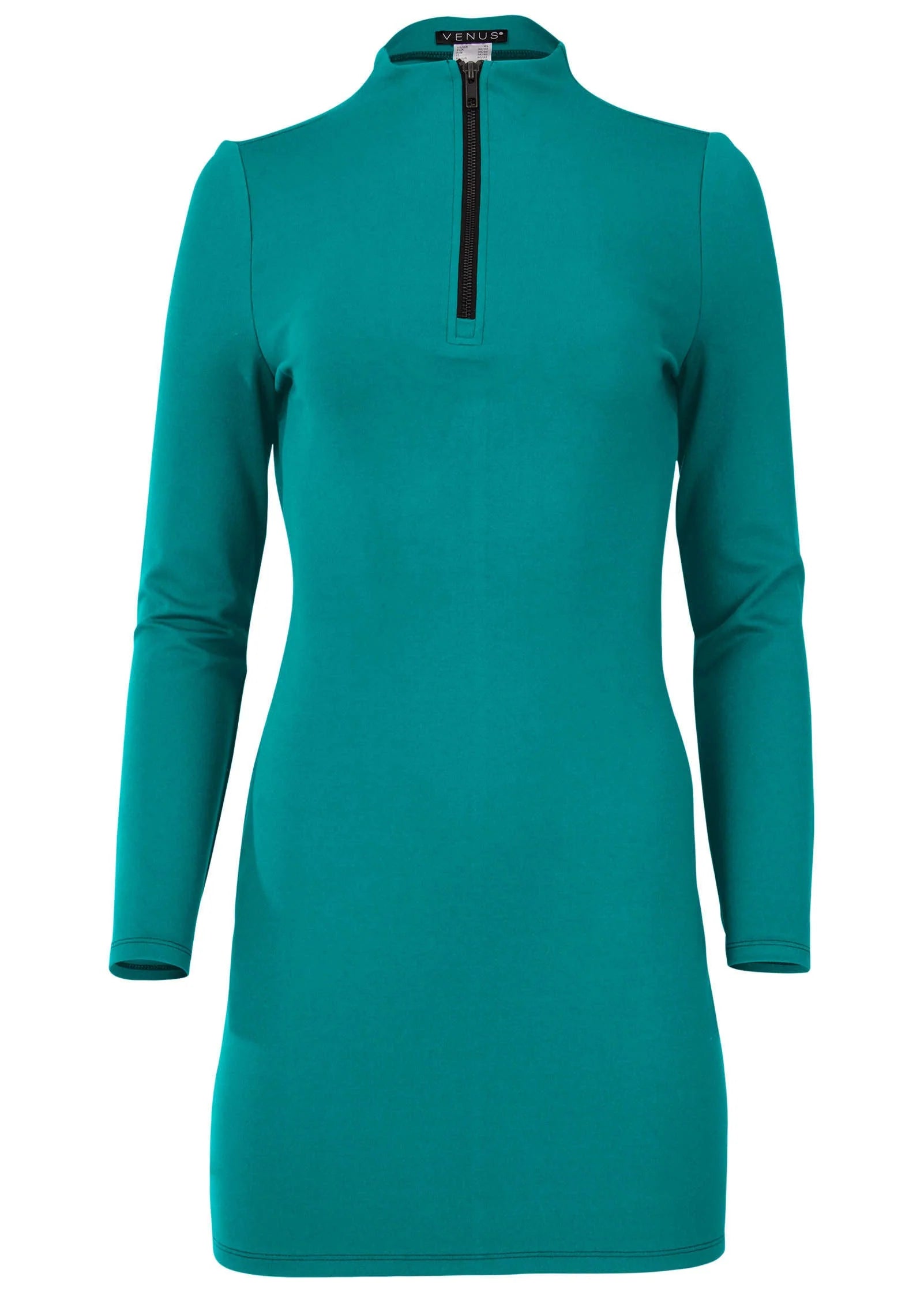 Ponte Zip Front Mini Dress Tropical Green