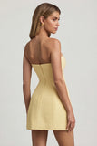 Sweetheart Neck Strapless Structured Mini Dress in Pastel Yellow