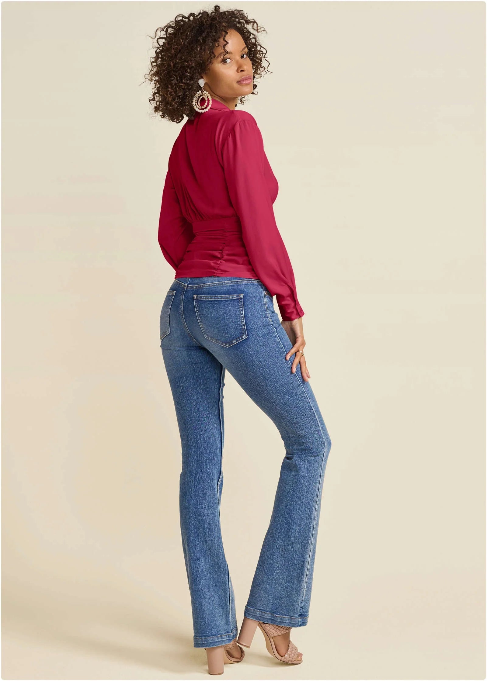 Ruched V Neck Blouse Granita