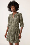 Puff Sleeve Belted Shirt Dress
