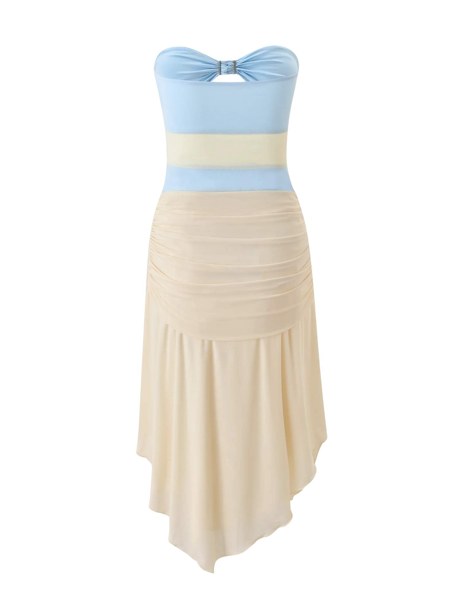 TWYLA MIDI DRESS CREAM AND BLUE