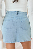 Adrian Studded Light Wash Denim Mini Skirt