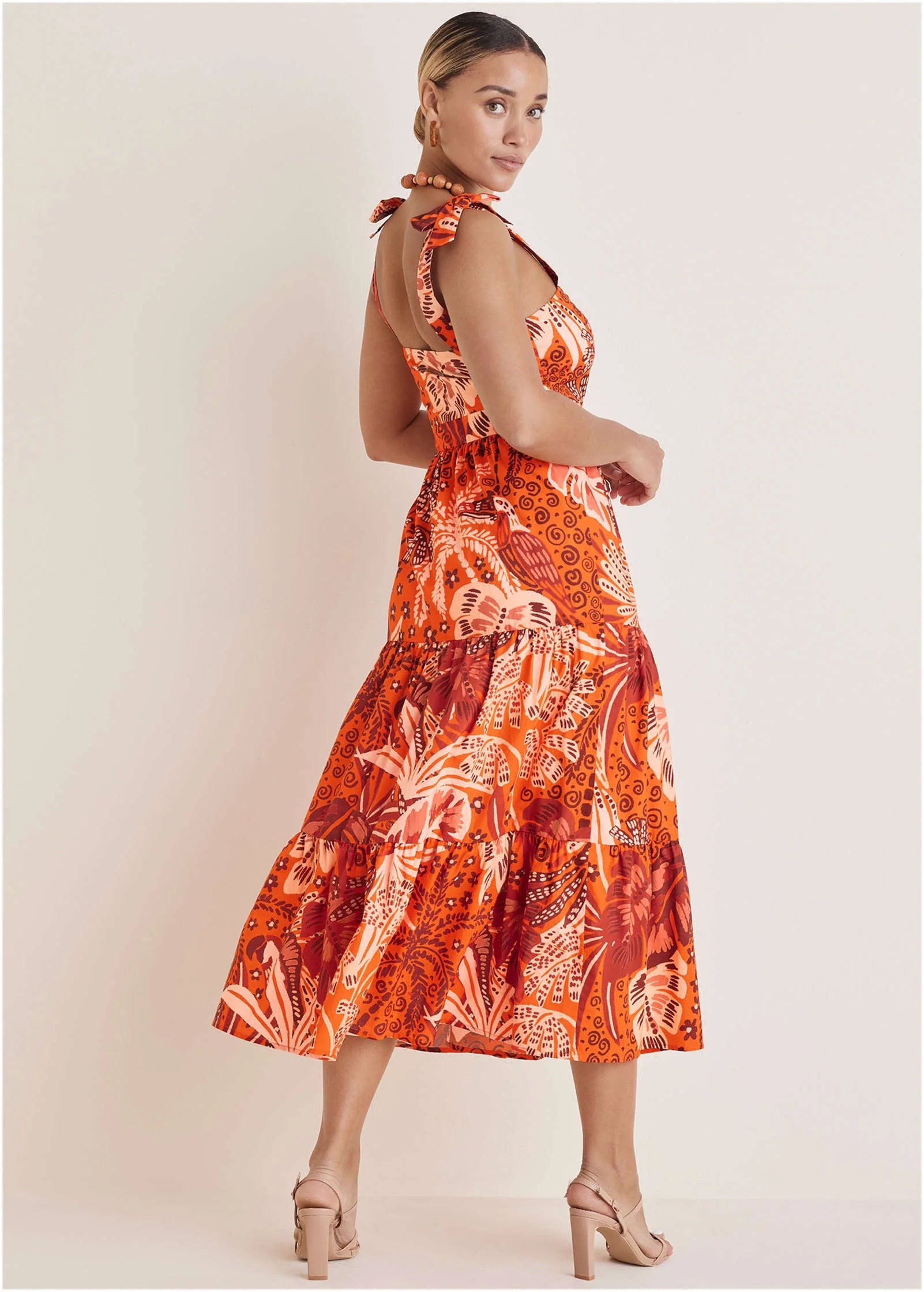Tiered Maxi Dress Parrot Palm