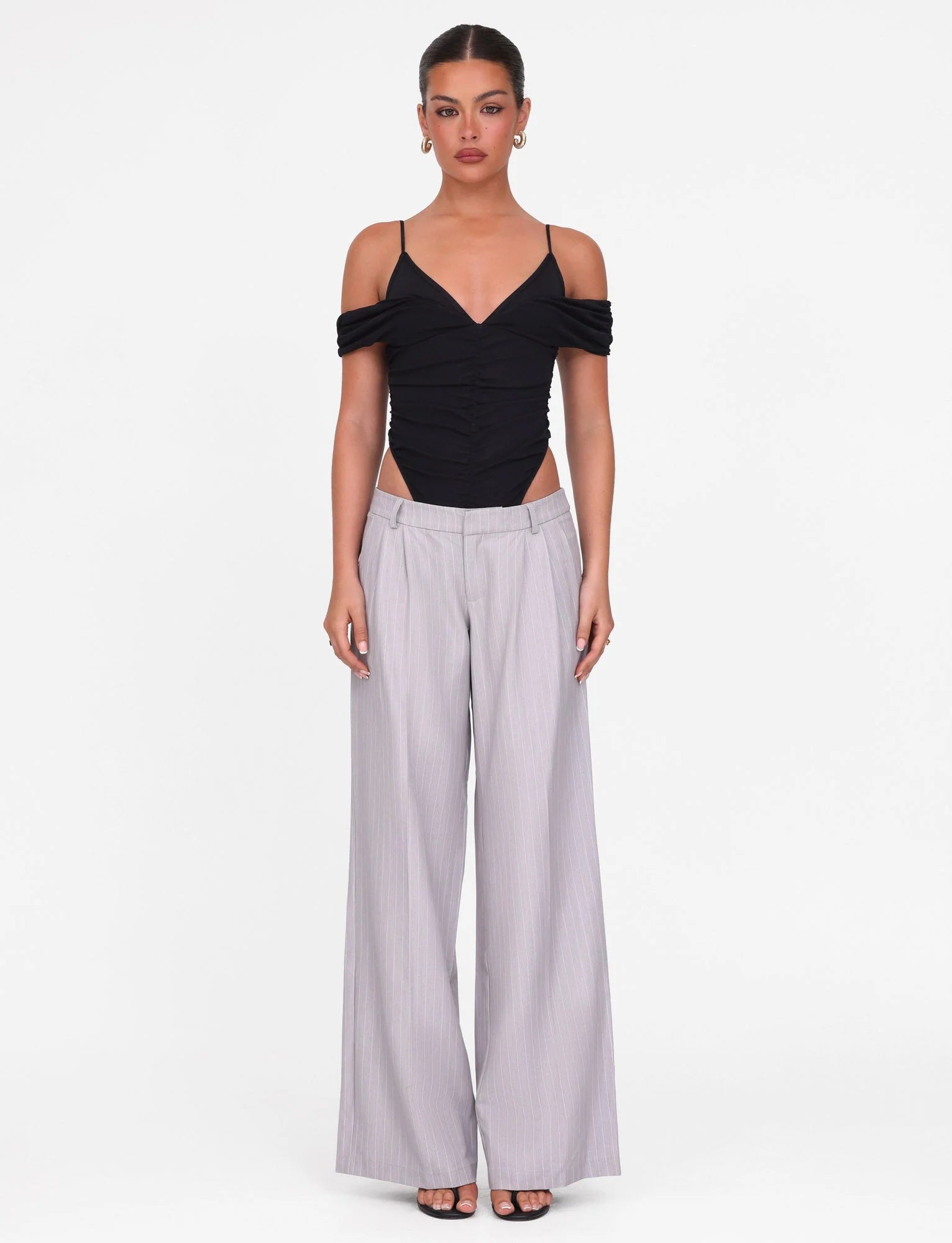 AMBERLY SUIT PANT GREY PINSTRIPE GREY PINSTRIPE