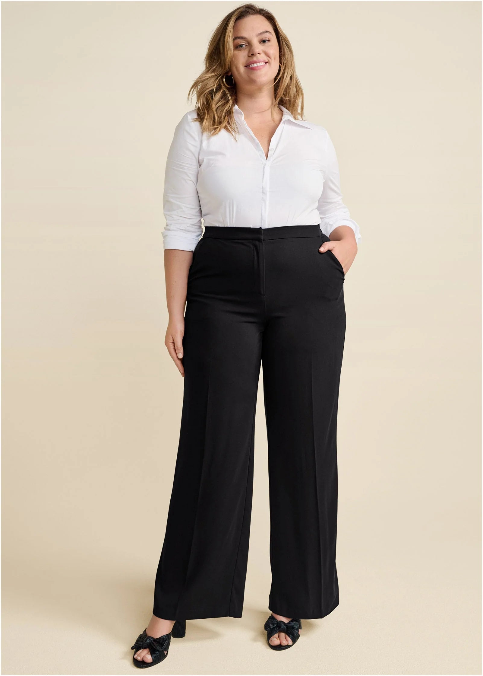 High Rise Wide Leg Trousers Jet Black