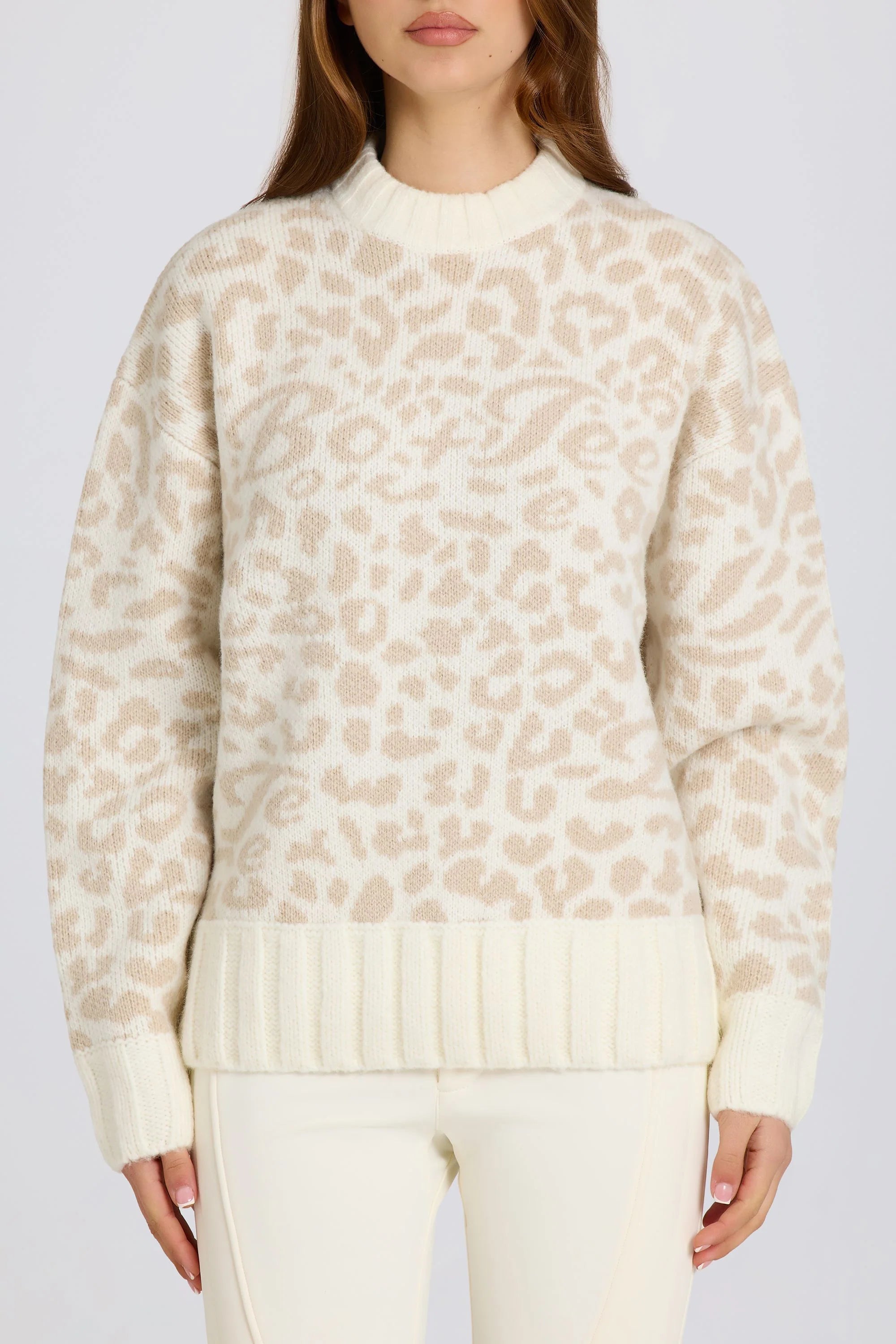 Jacquard Knit Oversized Jumper in Ice