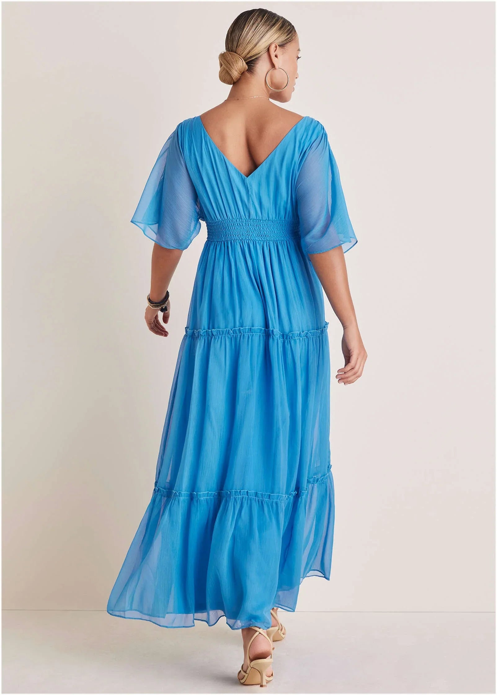 Flutter Sleeve Maxi Dress Blue