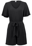 Tie Waist Romper Jet Black