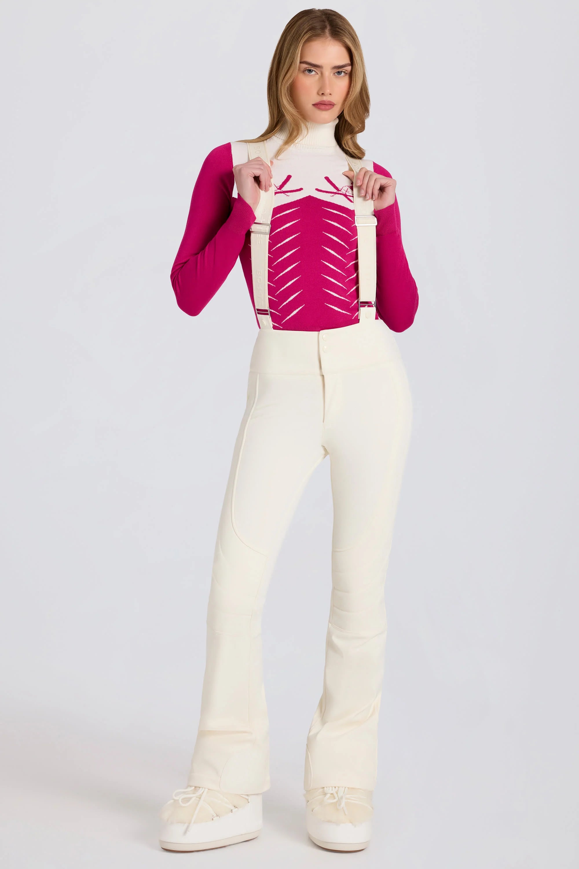 Waterproof High Rise Salopettes with Suspenders in Ice
