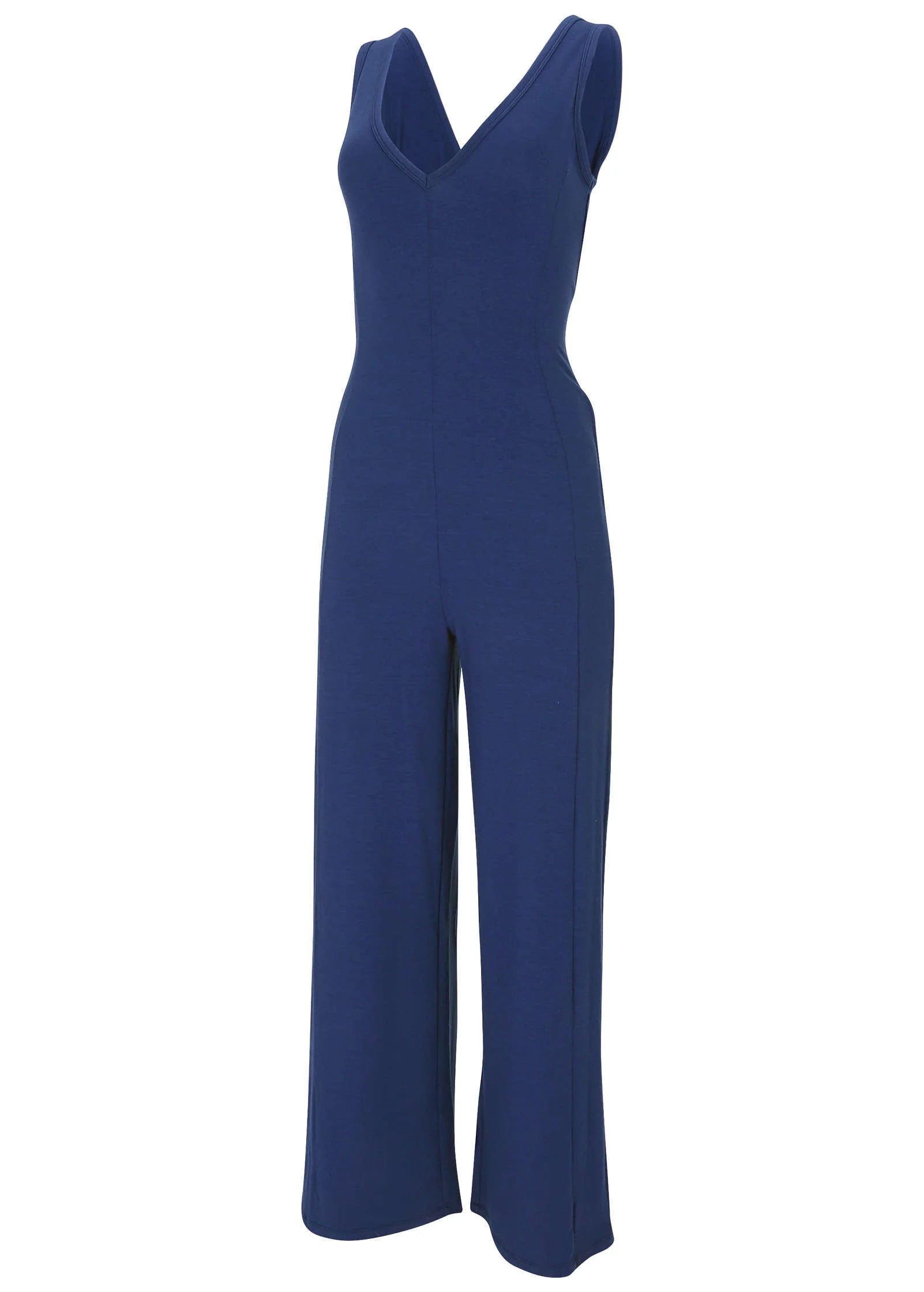 Relaxed V Neck Jumpsuit Dark Blue
