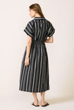 Sailor Smocked Waist Midi Shirt Dress