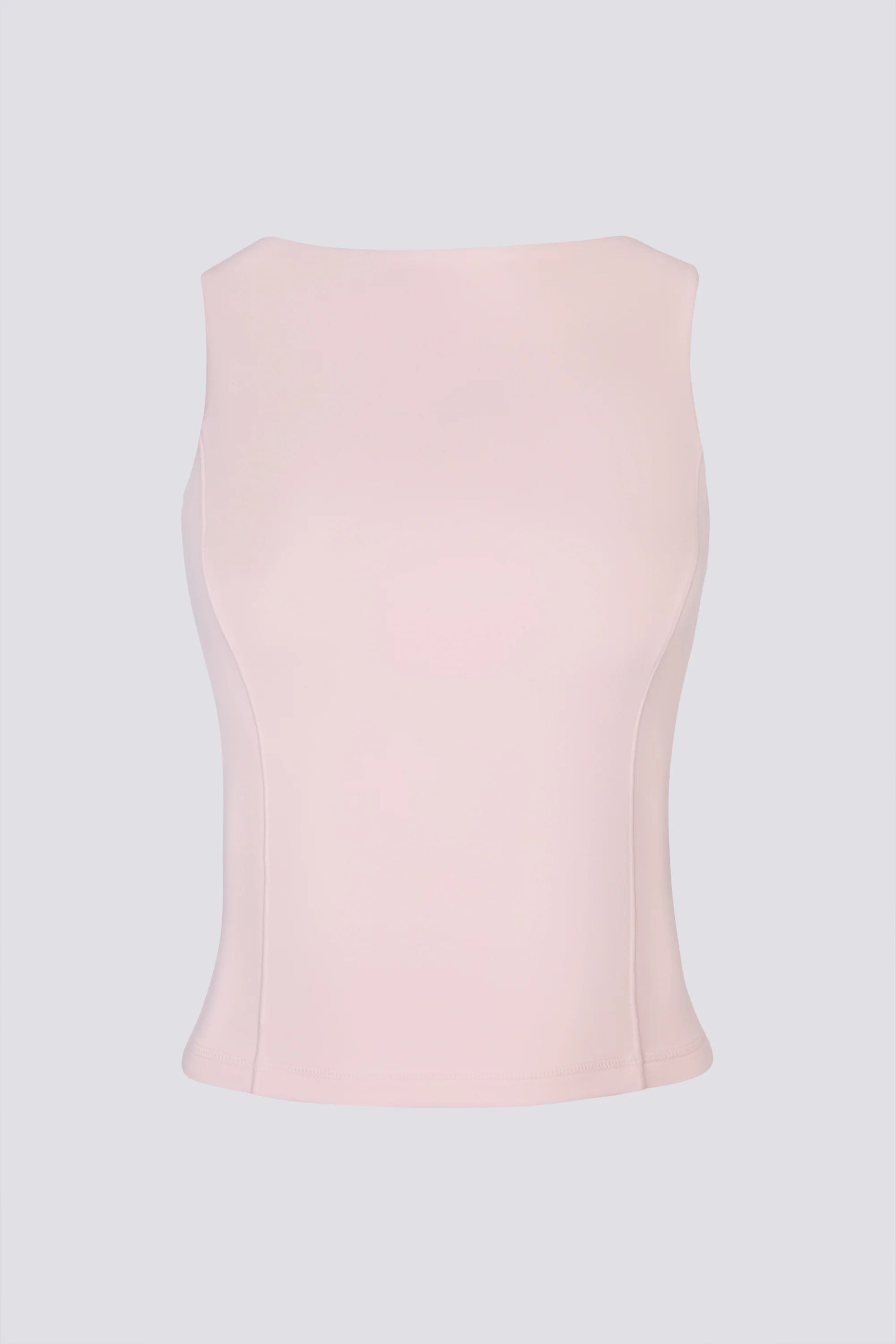Soft Active Boat Neck Open Back Tank Top in Ballet Pink