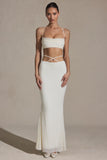Embellished Strappy Maxi Skirt in White