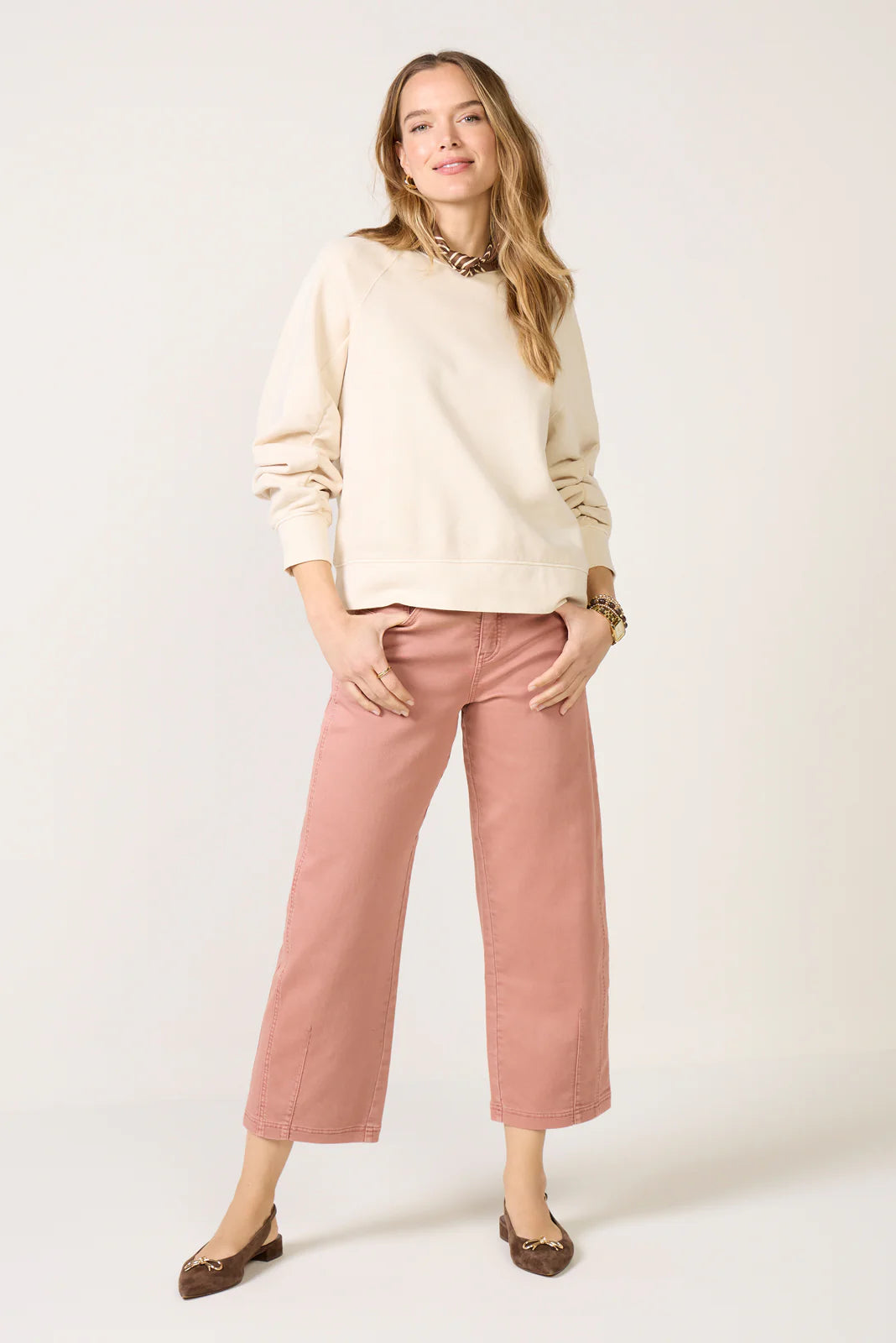 Shirred Sleeve Sweatshirt