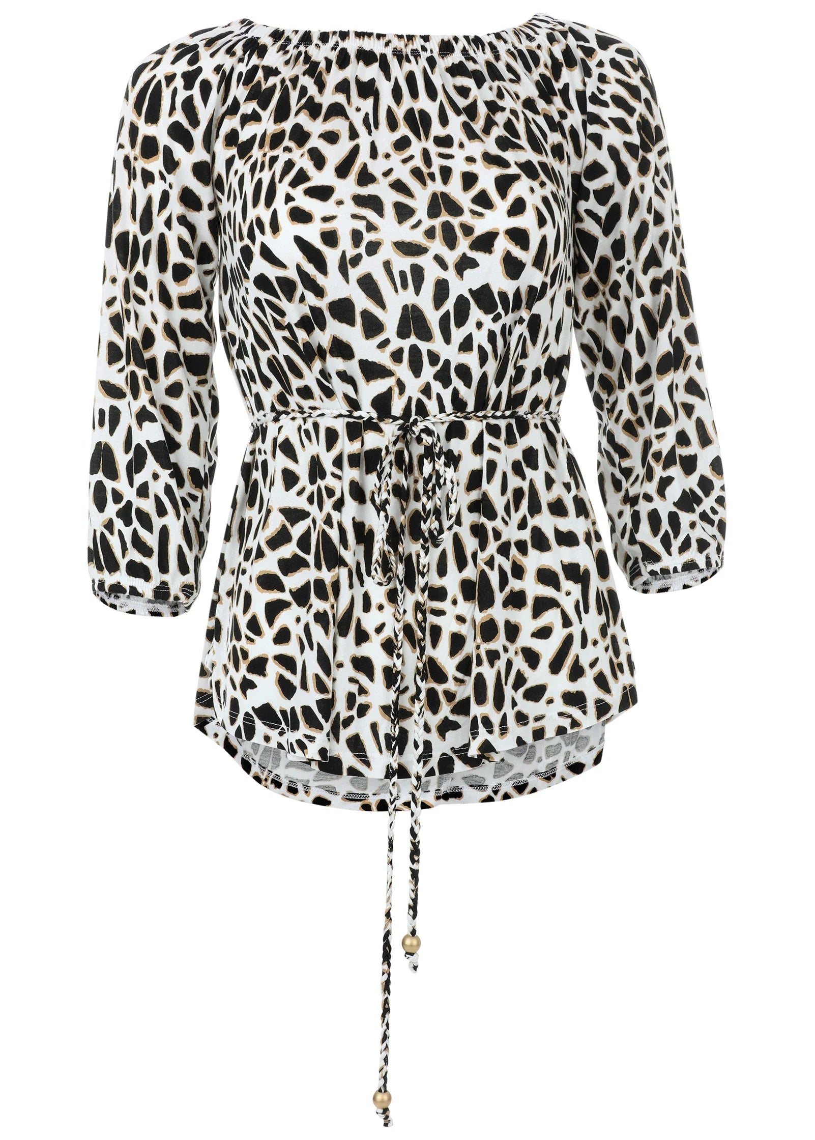 Tie Waist Blouse Black White