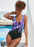 Tie Front One Piece Violet Mixed Animal