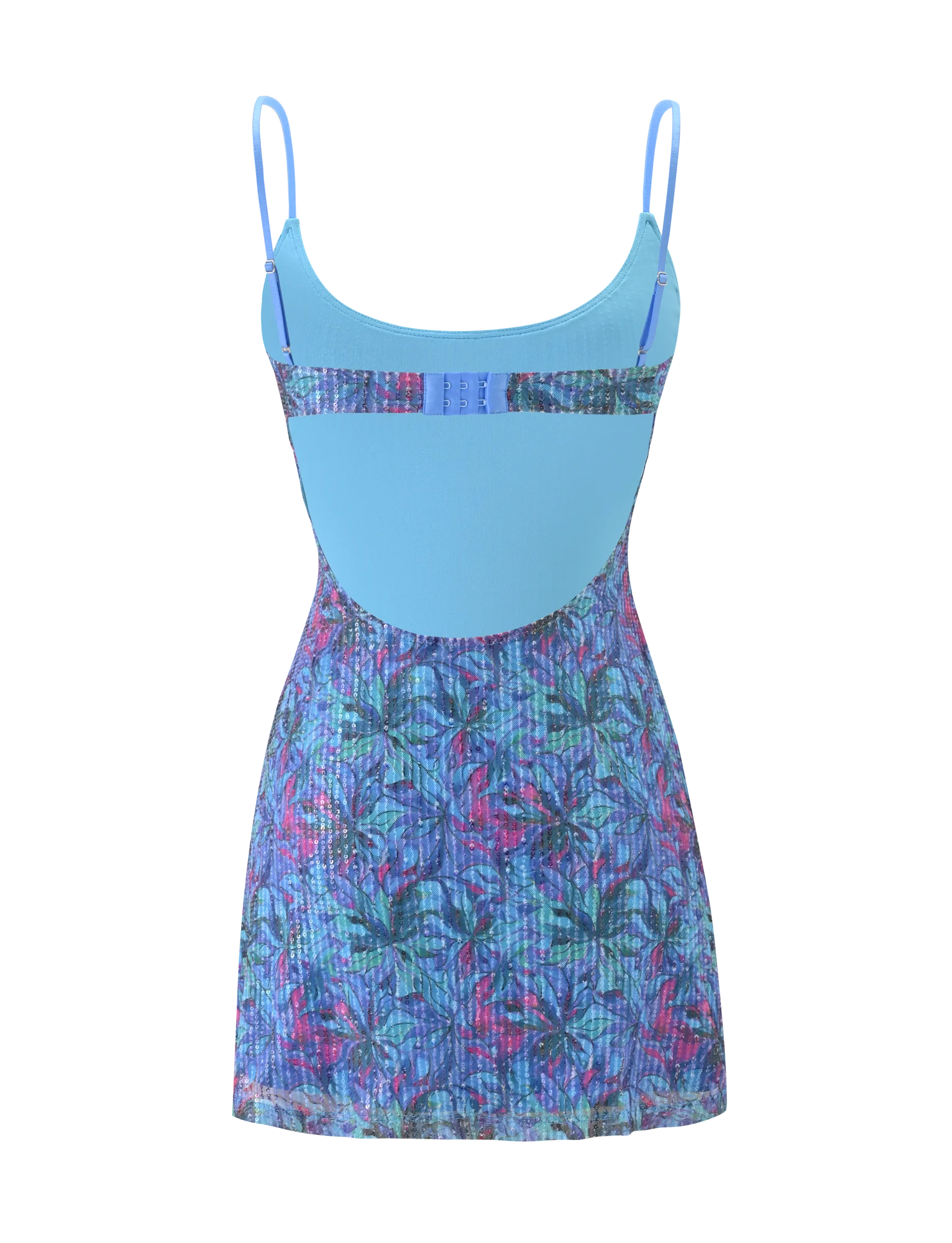 ZEINA MINI DRESS BLUE FLORAL SEQUIN