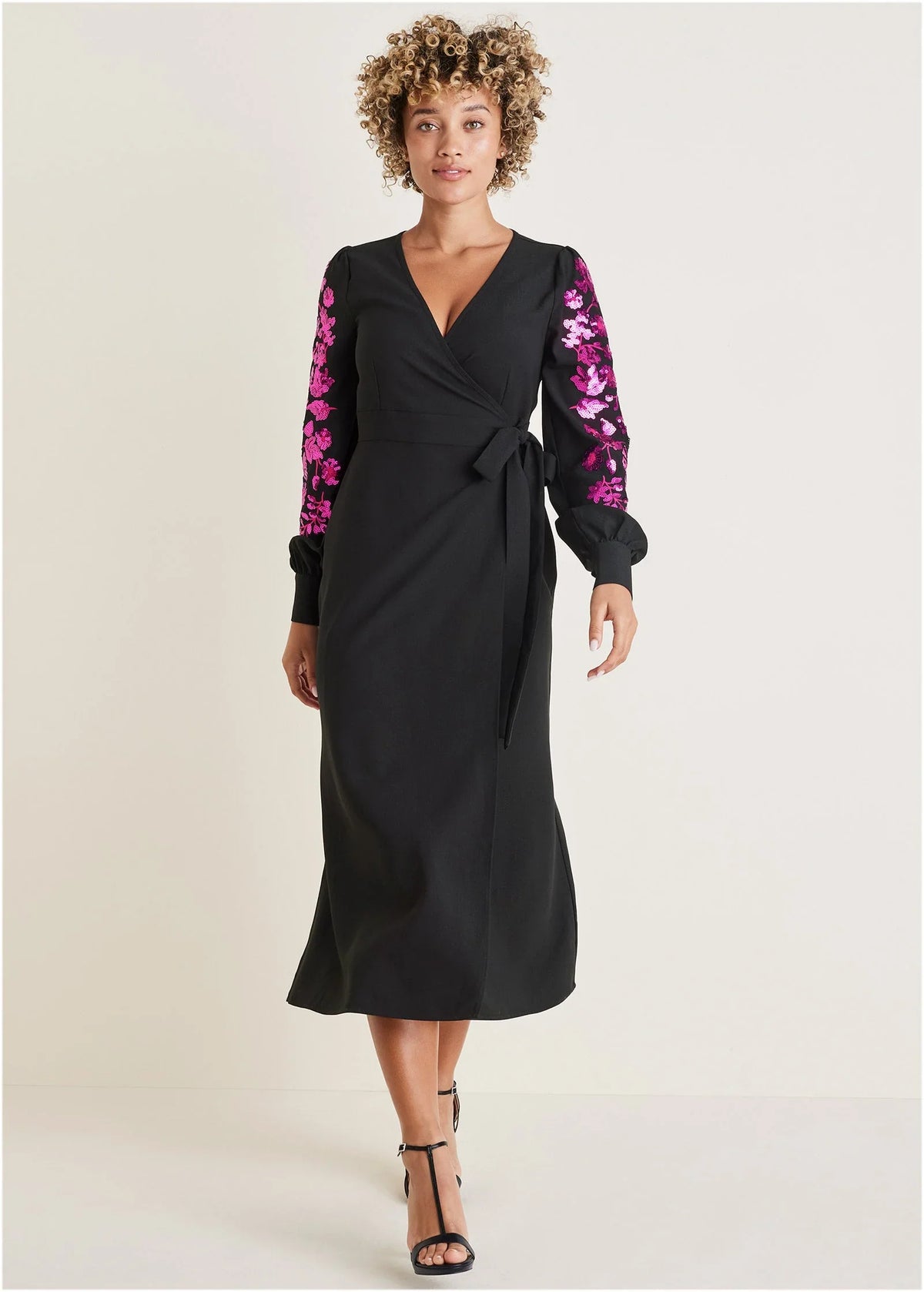 Floral Sequin Maxi Dress Black Multi