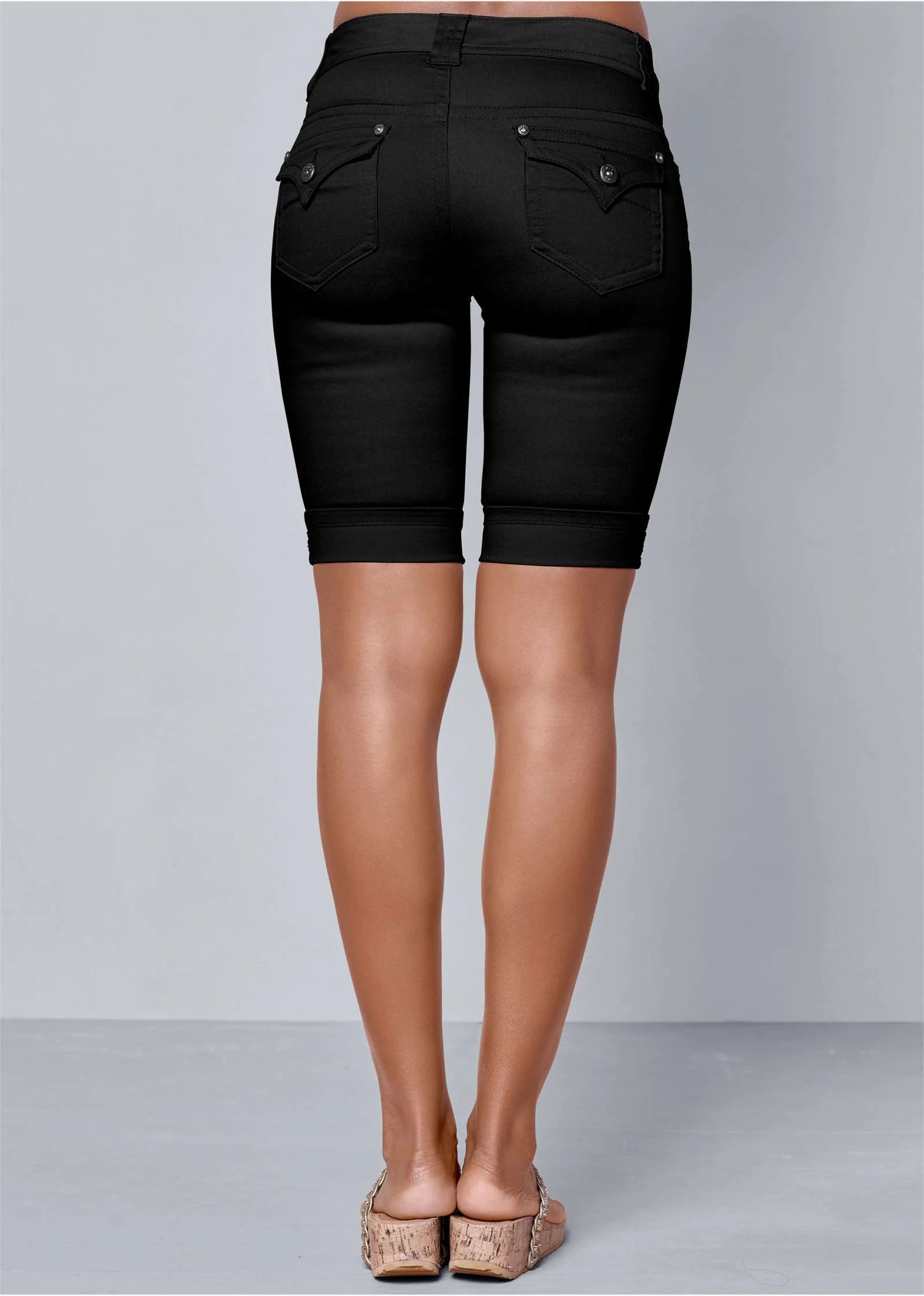 Long Jean Shorts Black