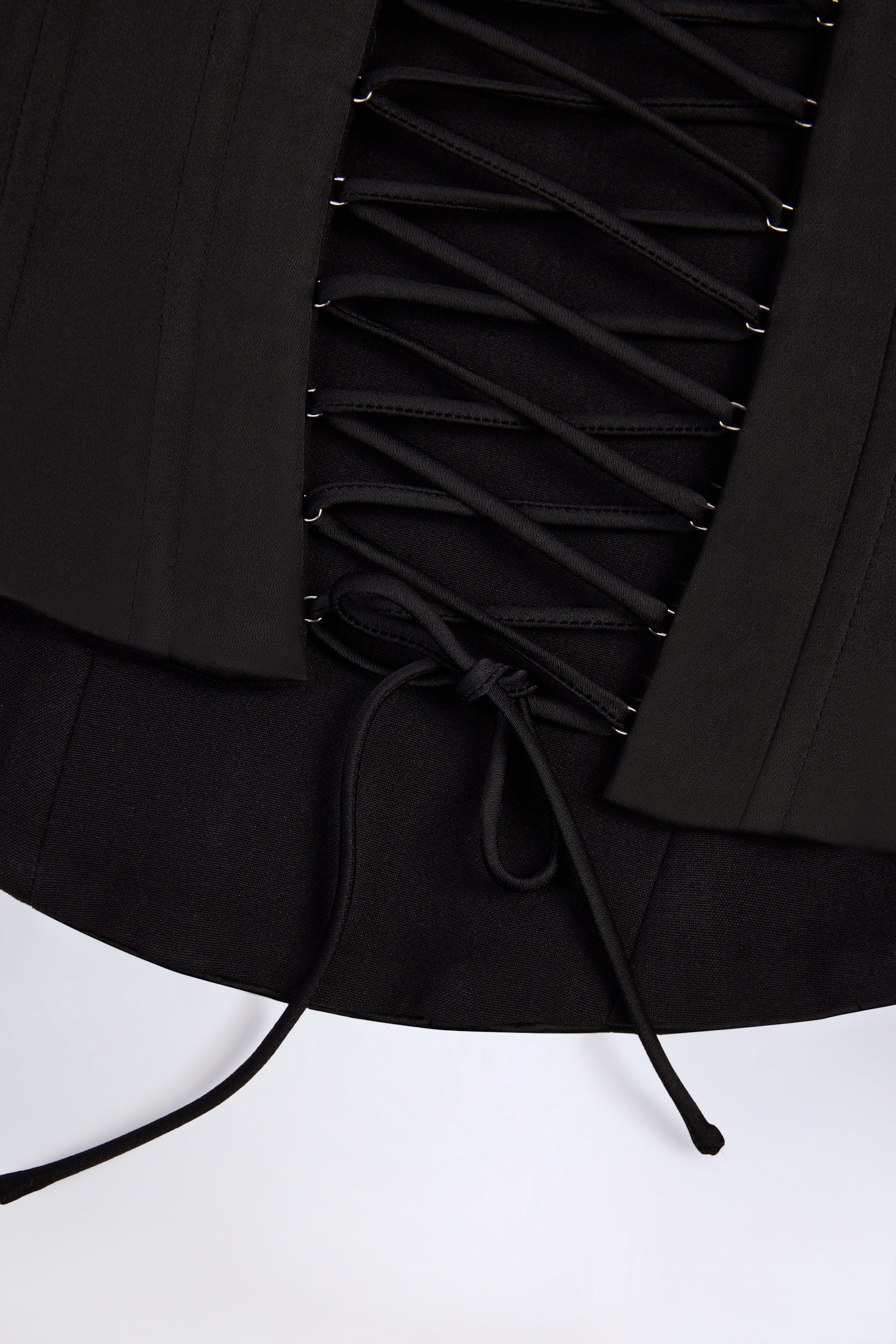 Satin Lace Up Corset Top in Black