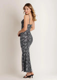 Snake Print Maxi Dress Grey Snake
