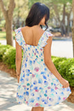 Its My Day Blue Seashell Smocked Top Mini Dress