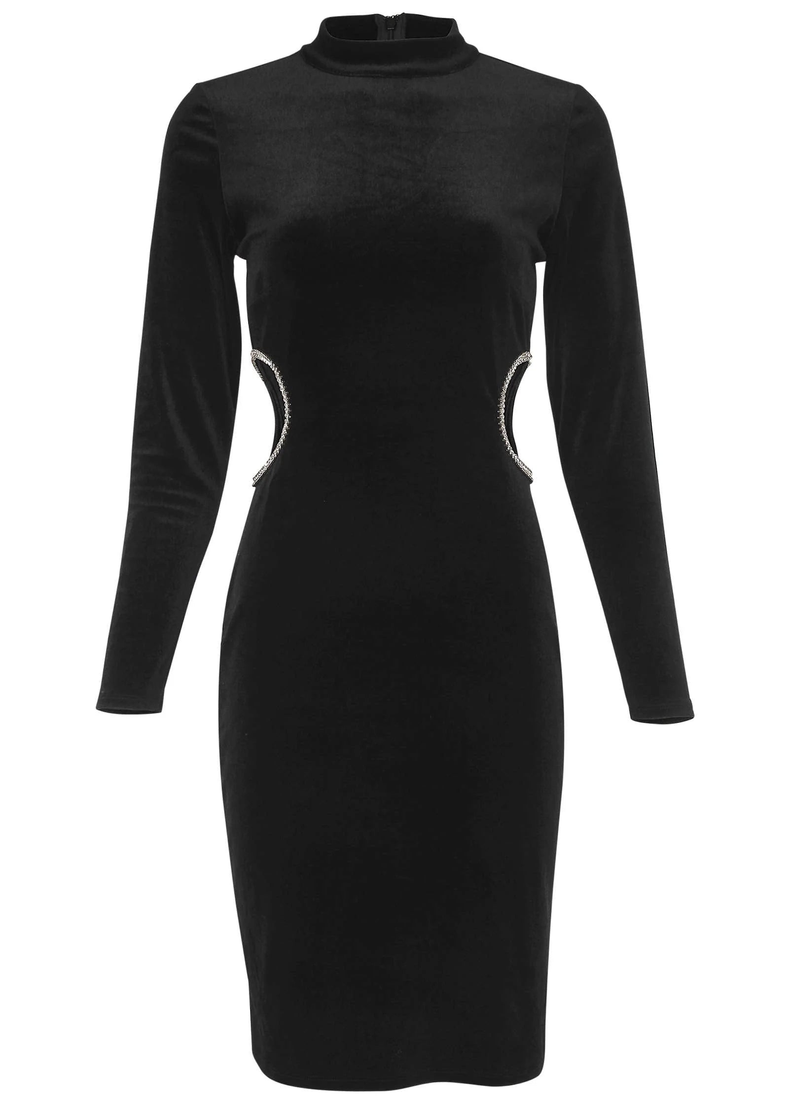 Velvet Cut Out Dress Jet Black