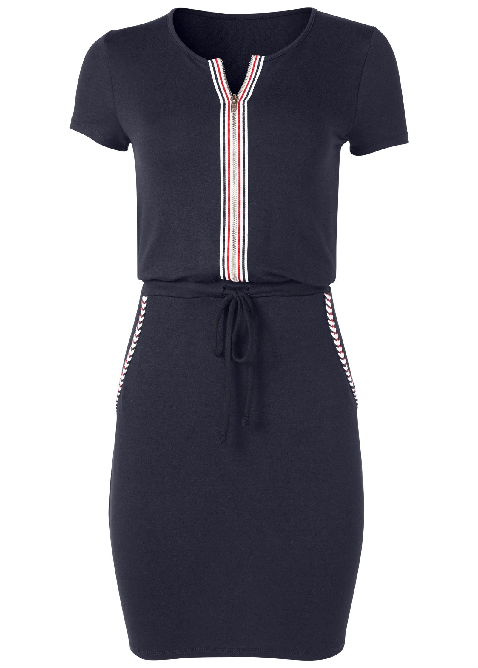 Zip Front Lounge Dress Navy