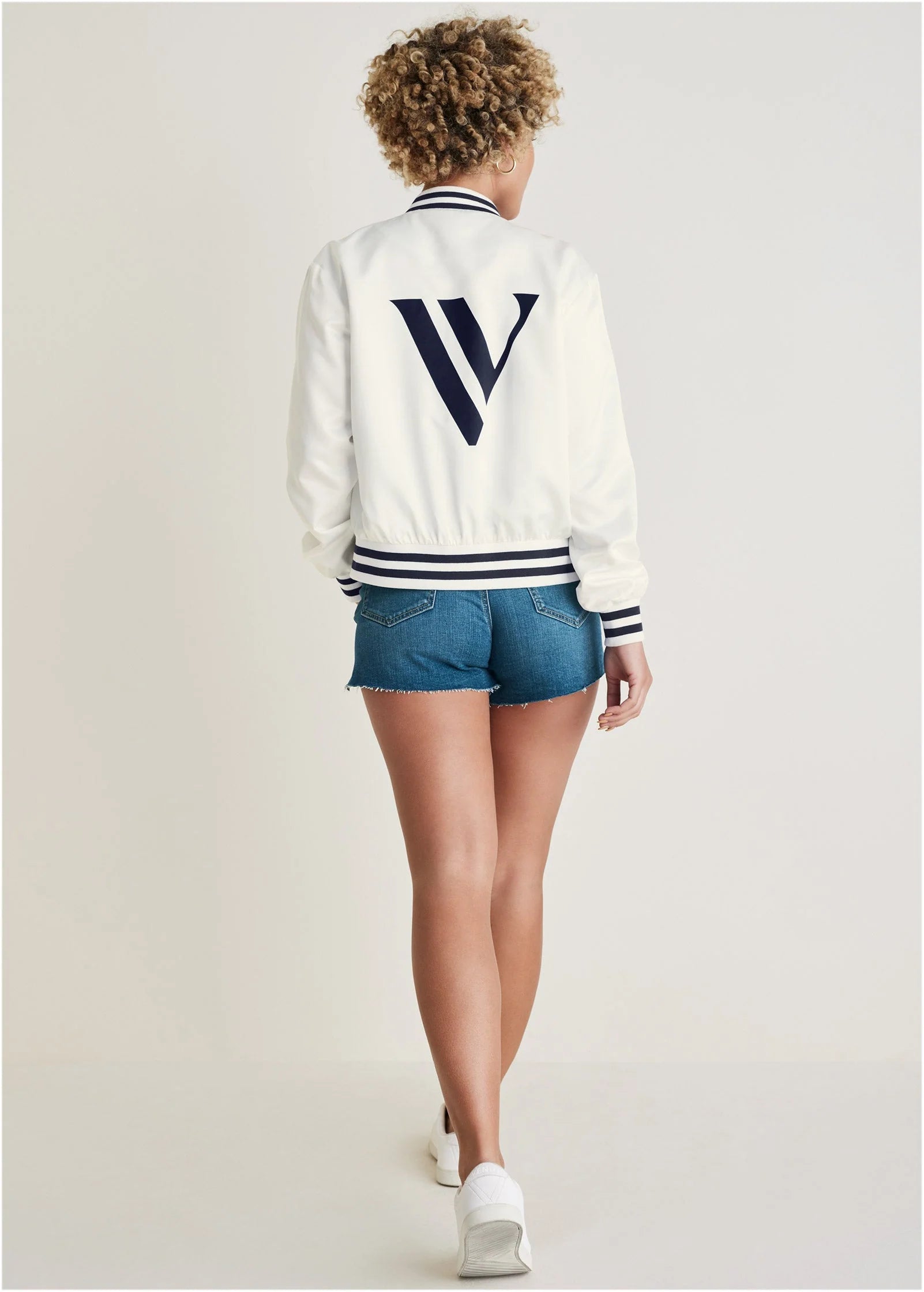 V Matte Satin Bomber Cloud Dancer