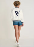 V Matte Satin Bomber Cloud Dancer