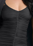Ruched Mini Dress Jet Black