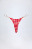 Double Strap Cheeky Bikini Bottoms in Red Gingham
