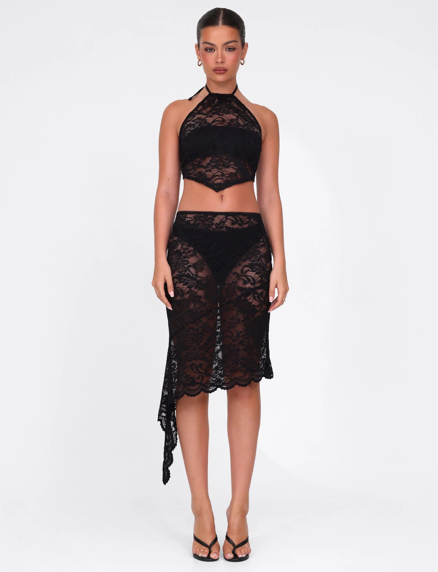 SIYA MIDI SKIRT BLACK LACE BLACK LACE