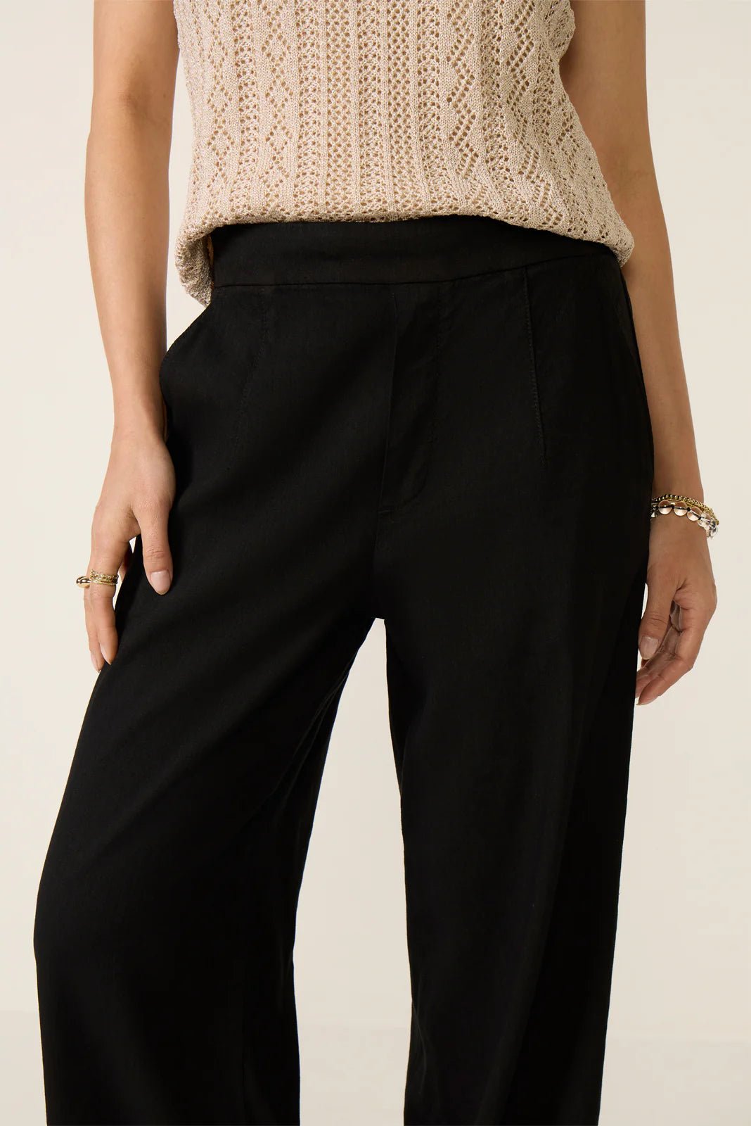 Petite Maya Wide Leg Linen Ankle Pant