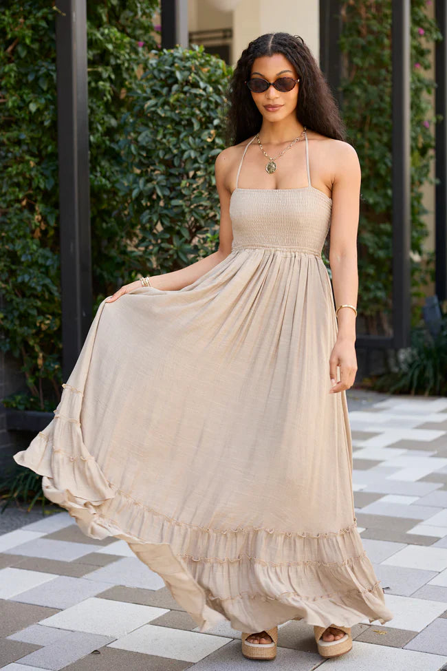 Soleil Taupe Maxi Dress