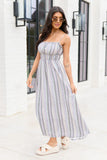 Lovingly Yours Lavendar Stripe Floral Midi Dress