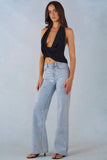 Mid Rise Straight Leg Jeans in Light Denim