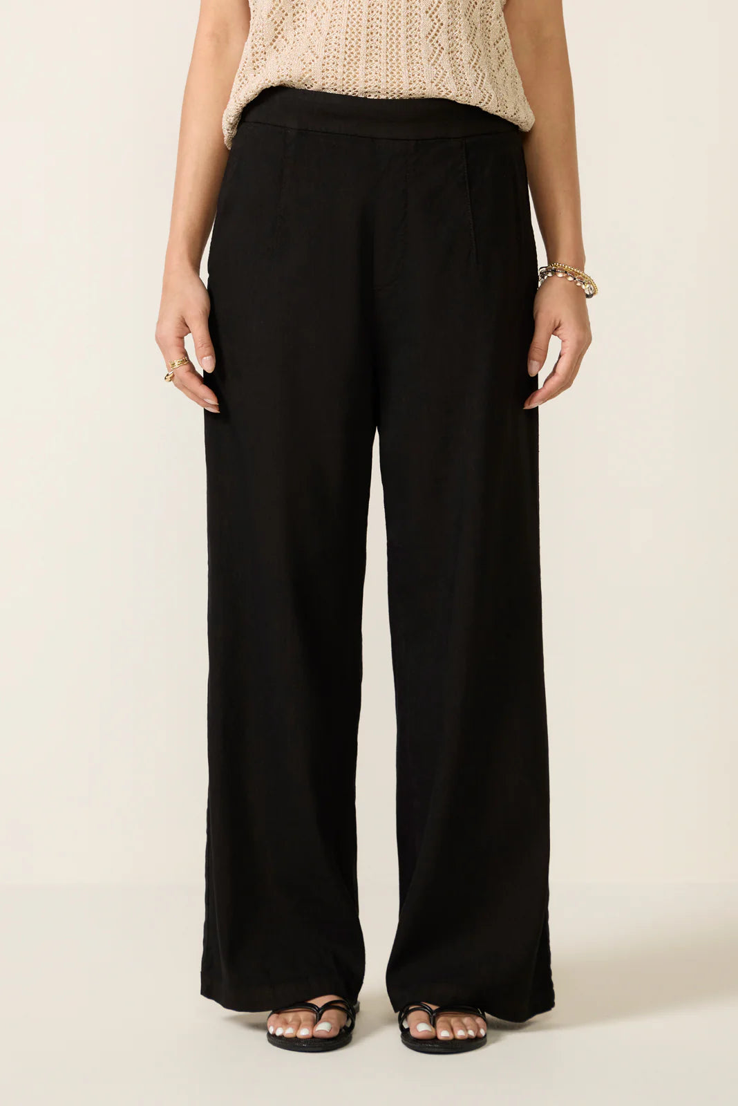 Petite Maya Wide Leg Linen Ankle Pant