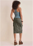 Denim Button Front Top Light Wash