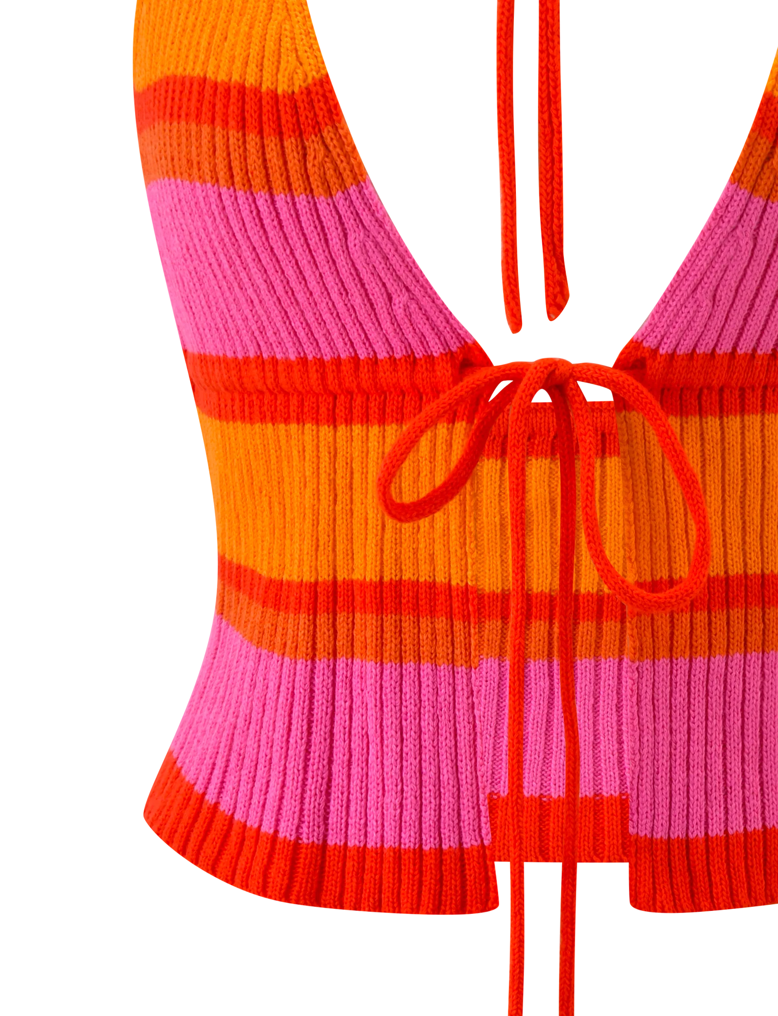 EVERLY CROCHET HALTER TOP SUNSET TROPICAL STRIPE