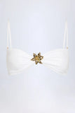Hardware Detail Halterneck Bikini Top in White