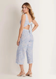 Linen Jumpsuit Etched Coastal Floral