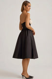 Strapless Corset Midi Dress in Black