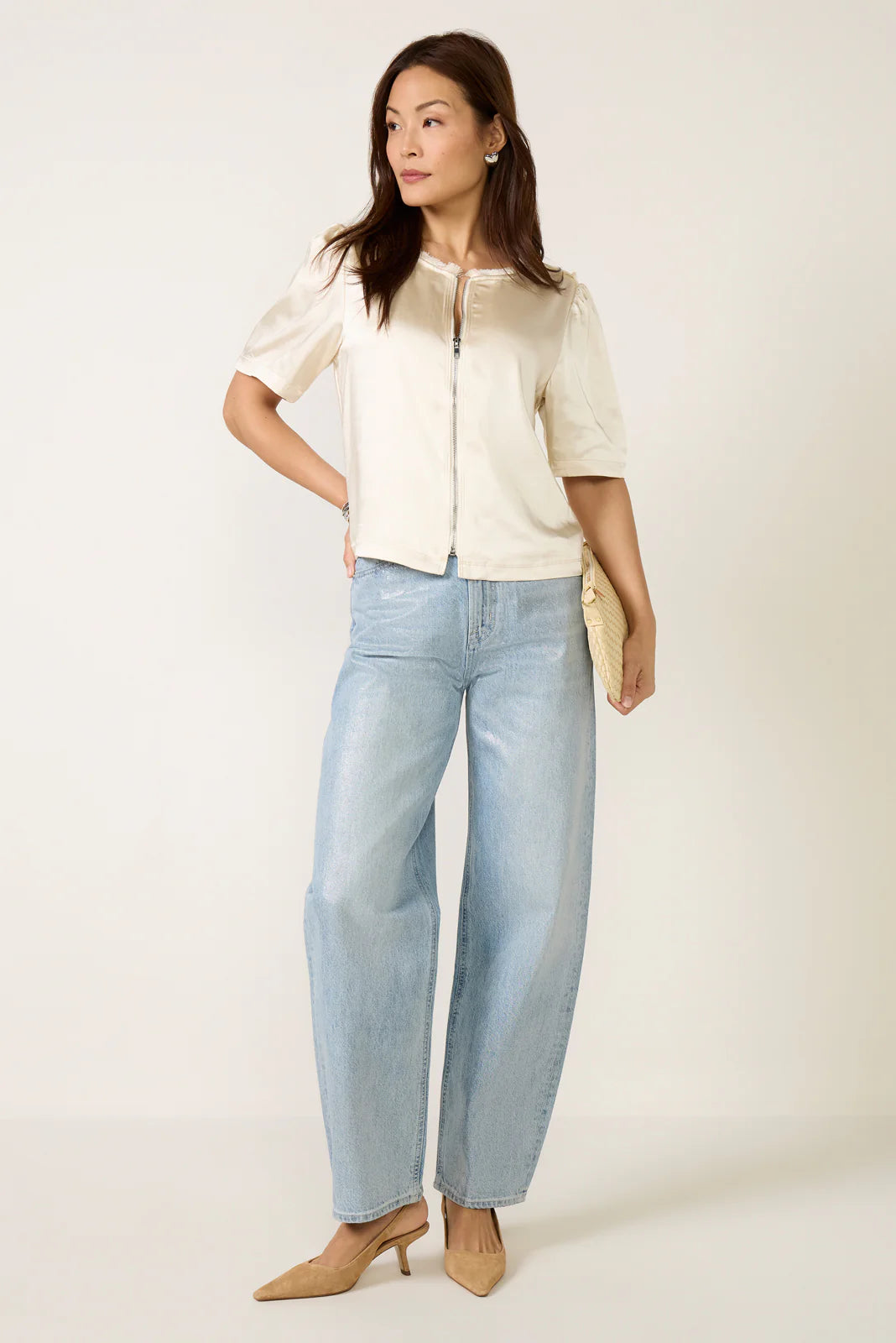 Tilly Satin Zip Up Top