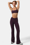 Soft Active Ruched Flared Trousers in Plum